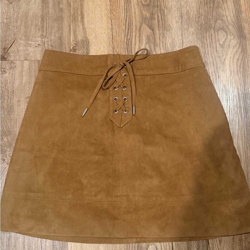 Abercrombie Tan Suede Lace-Up Skirt